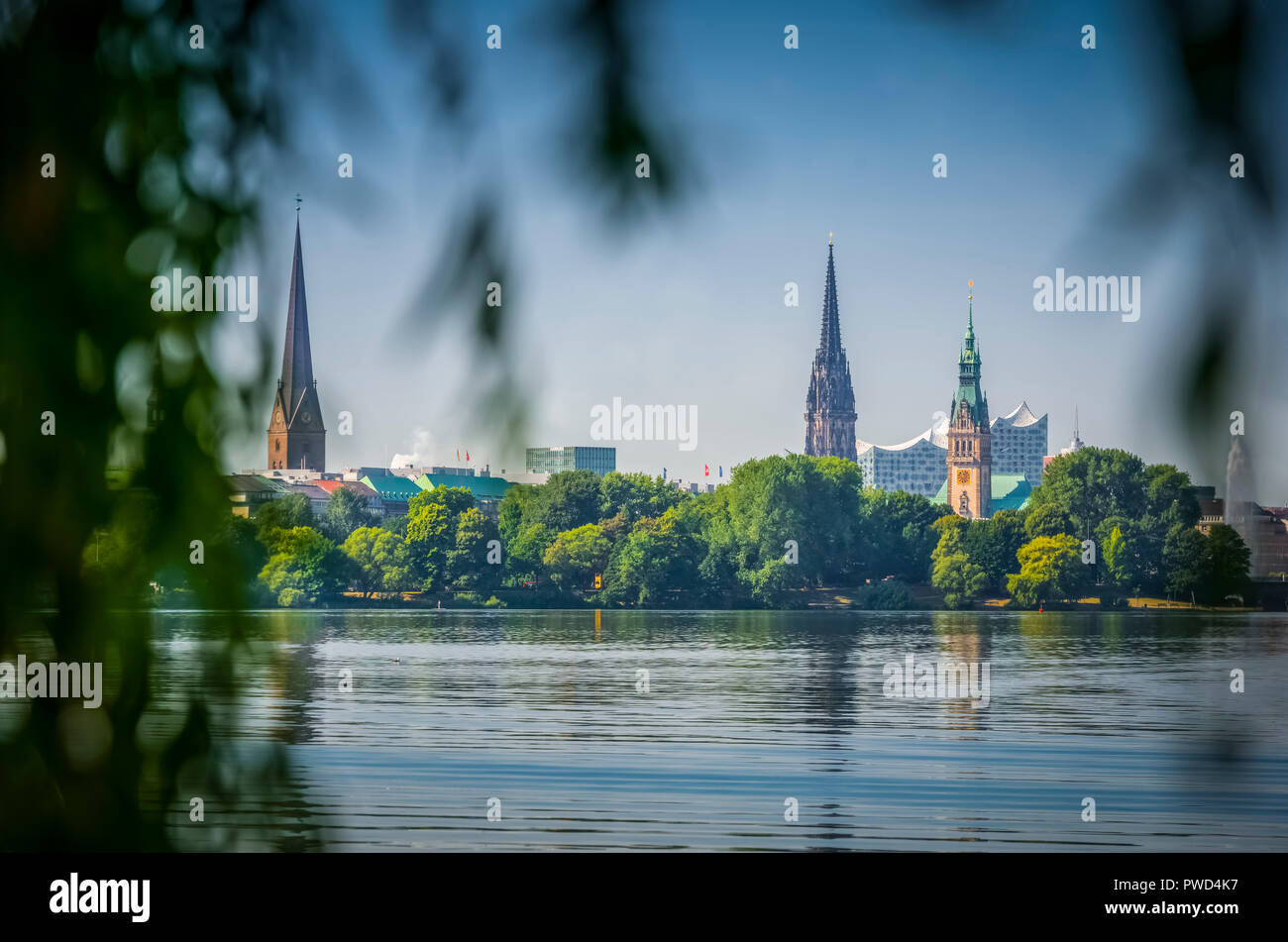 Deutschland, Hamburg, Skyline, Alster, Außenalster Stockfoto