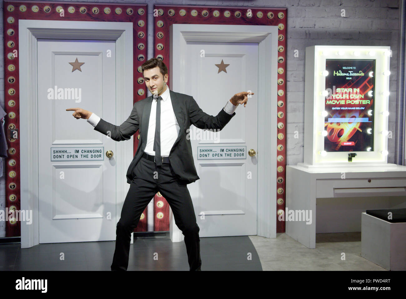 Wachsfigur des Indischen Bollywood Schauspieler Ranbir Kapoor bei Madame Tussauds Museum, Delhi Stockfoto