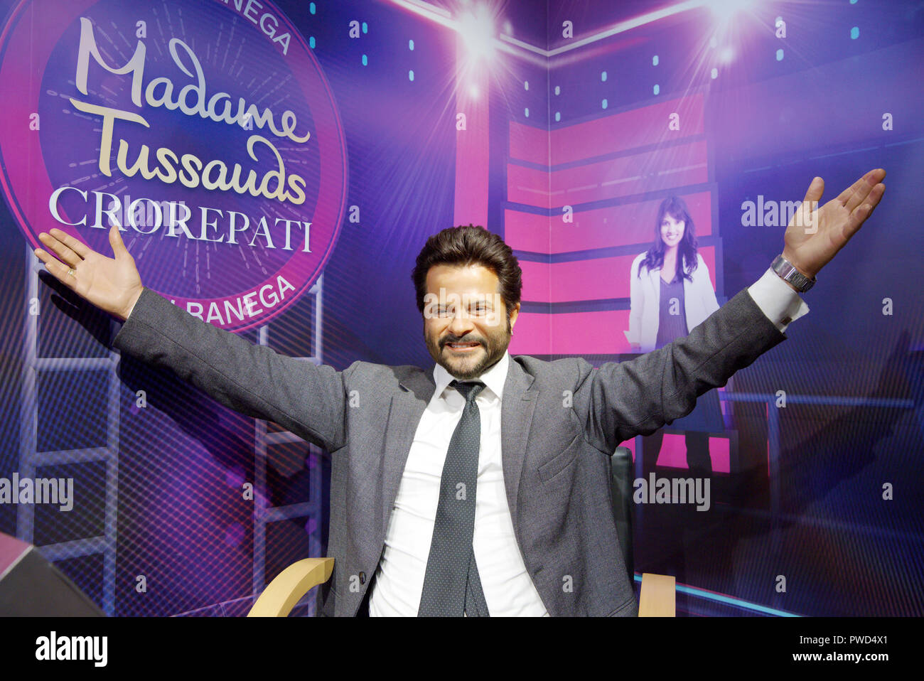 Wachsfigur des Indischen Bollywood Schauspieler Anil Kapoor bei Madame Tussauds Museum, Delhi Stockfoto