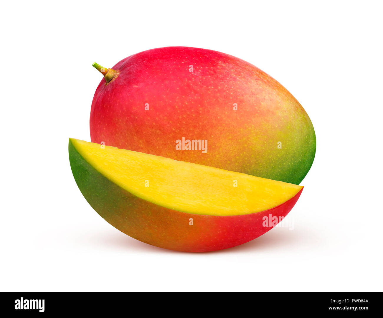 Mango-Frucht isoliert auf weißem Hintergrund Stockfoto