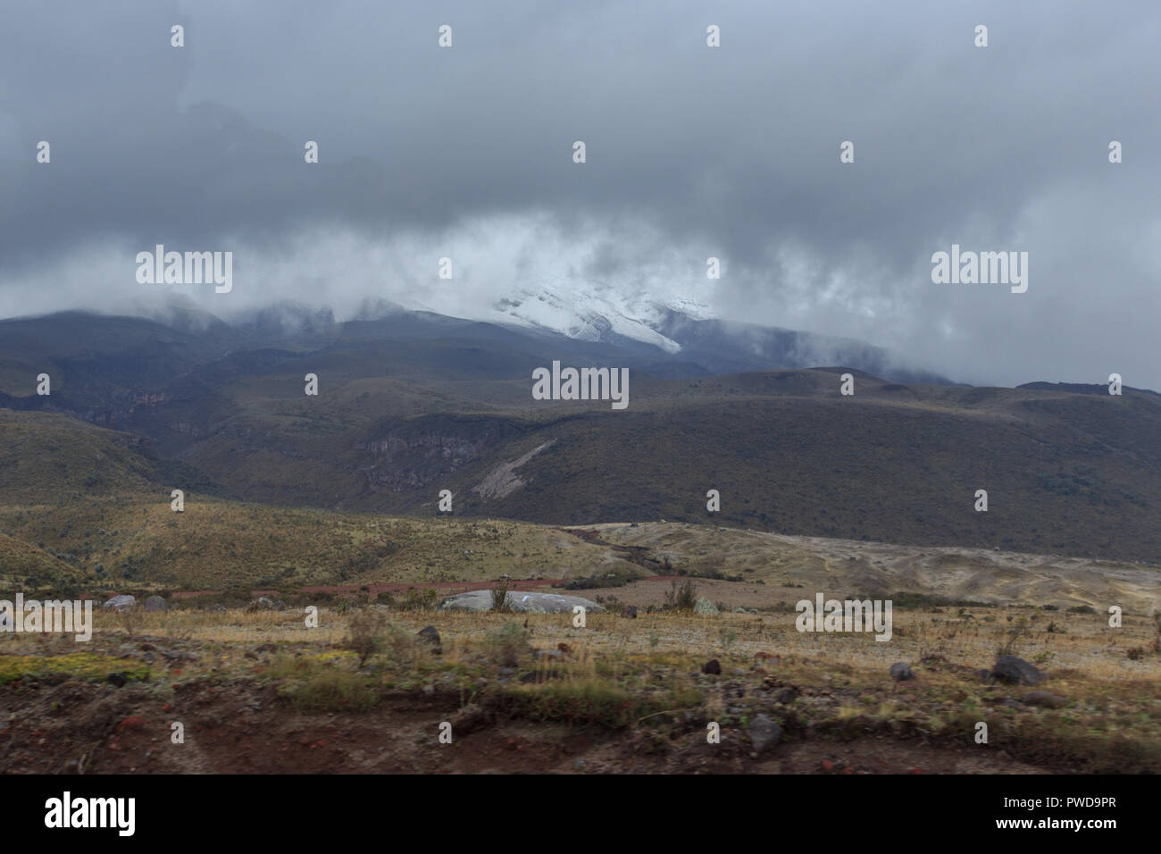 Blick auf die Strato Vulkan Cotopaxi, Ecuador Stockfoto