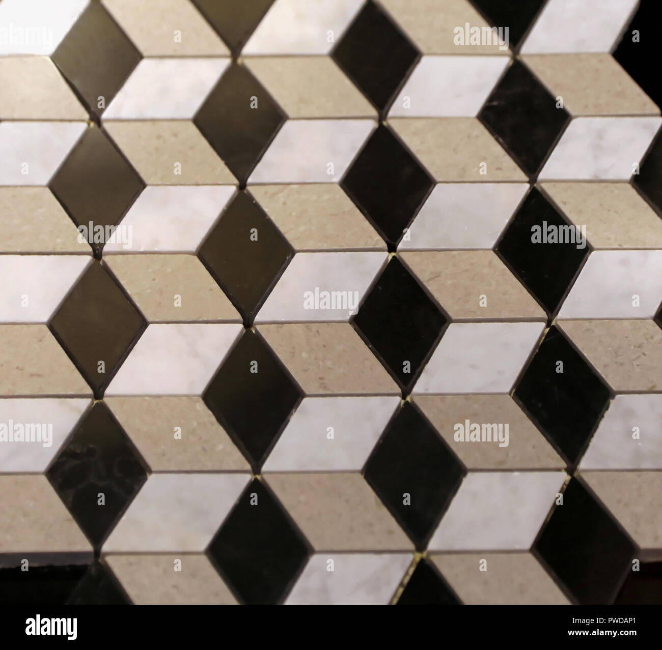3d Illusion Marmor Stein Cube Fliesen geometrische Bodenbeläge Stockfoto