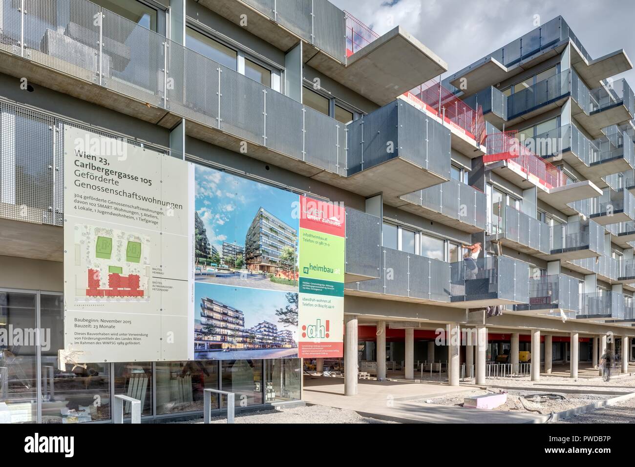 Wien 1230, Wohnanlage Carlbergergasse 105 kurz vor der Fertigstellung Stockfoto