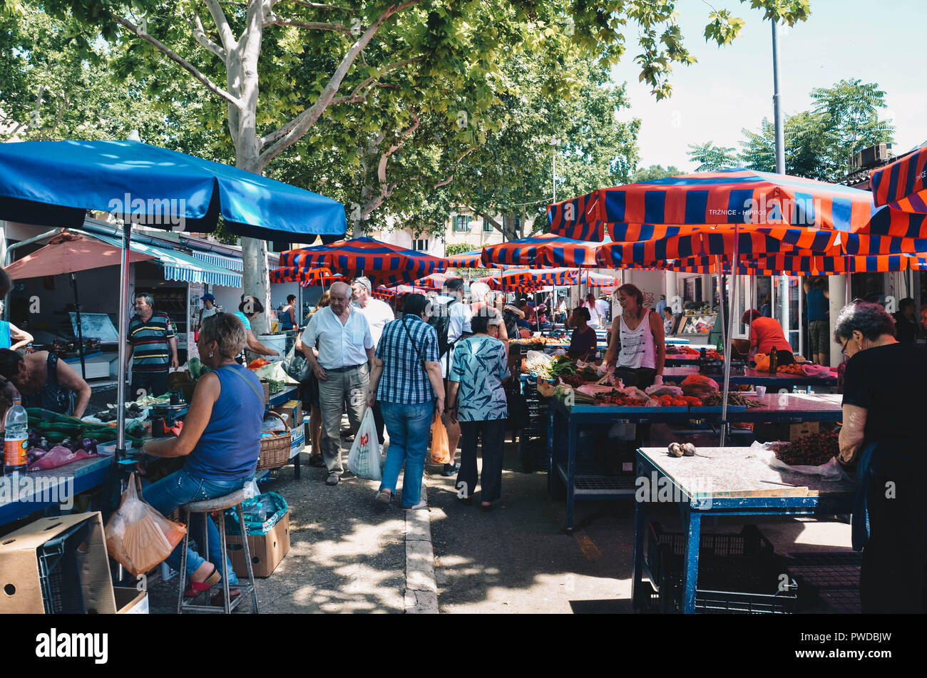 Der Markt im Freien (Pazar), Split, Kroatien, September 2018 Stockfoto