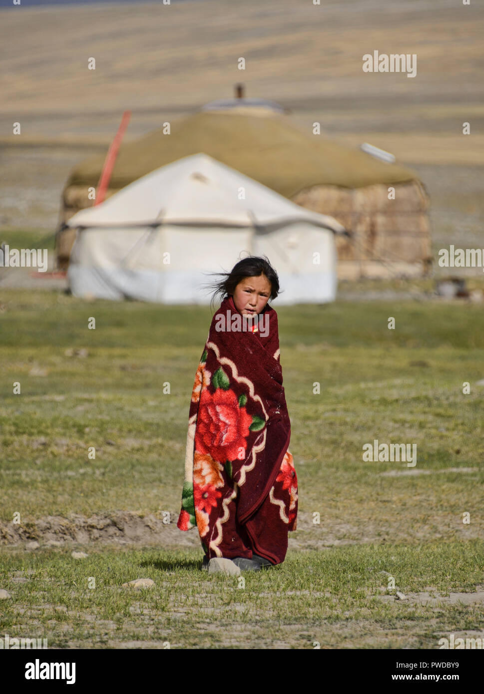 Kirgisischen Nomaden Mädchen in der Kara Jilga, Tadschikistan Stockfoto