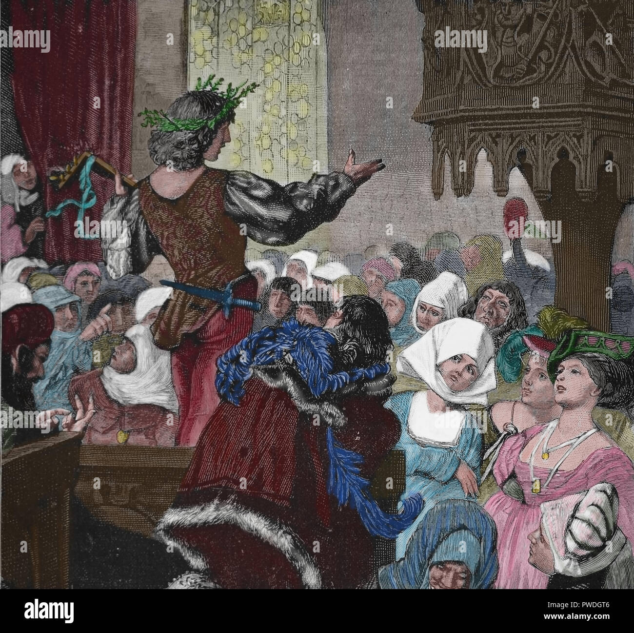 Meister Singer (meistersinger). Deutschland. Wettbewerb der Musik. 14. und 16. Jahrhunderts. Gravur, 1882. Stockfoto