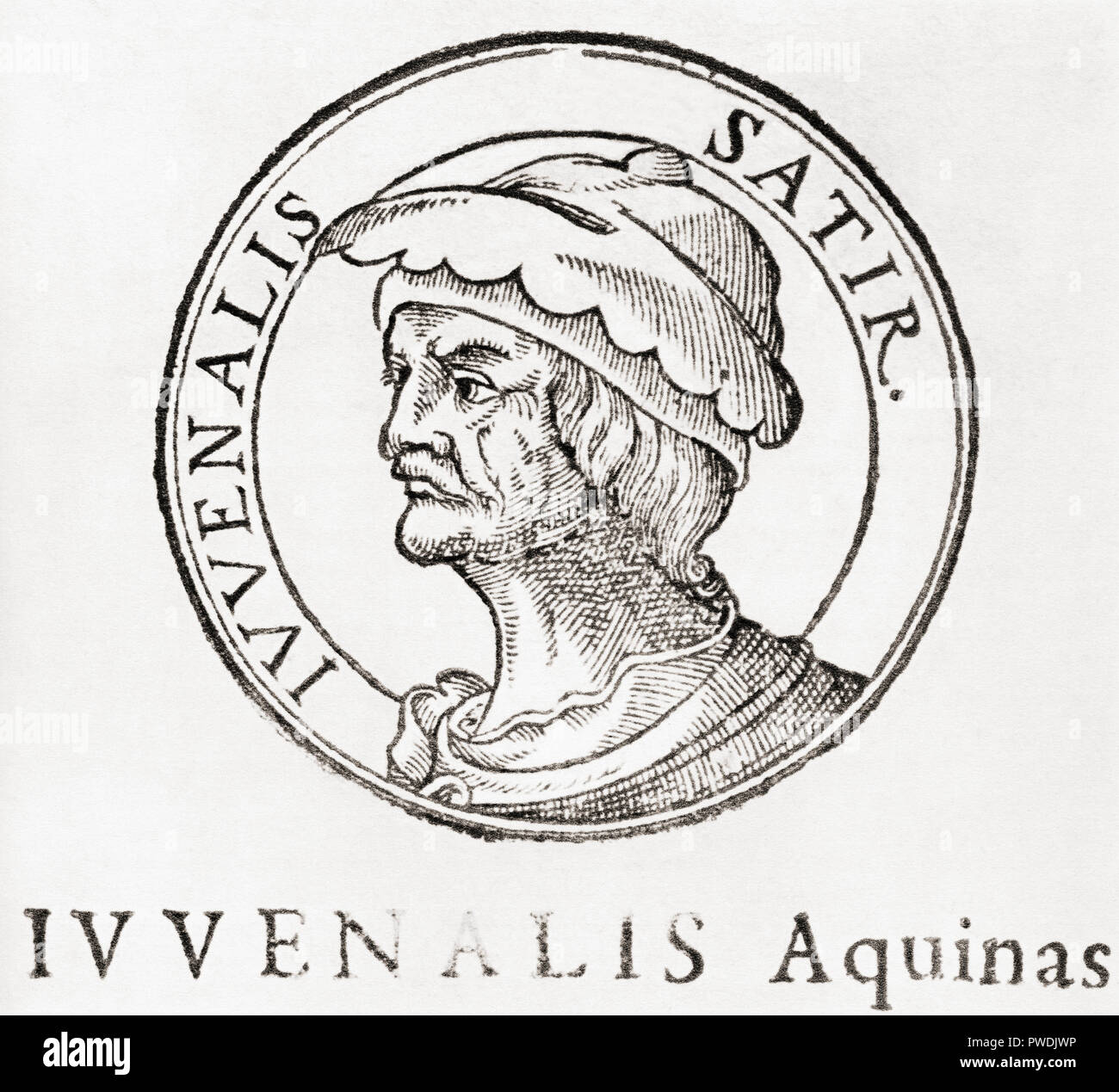 Decimus Iunius Iuvenalis, aka Juvena vertreten. Römischer Dichter während der 1. und 2. nachchristlichen Jahrhunderten. Stockfoto