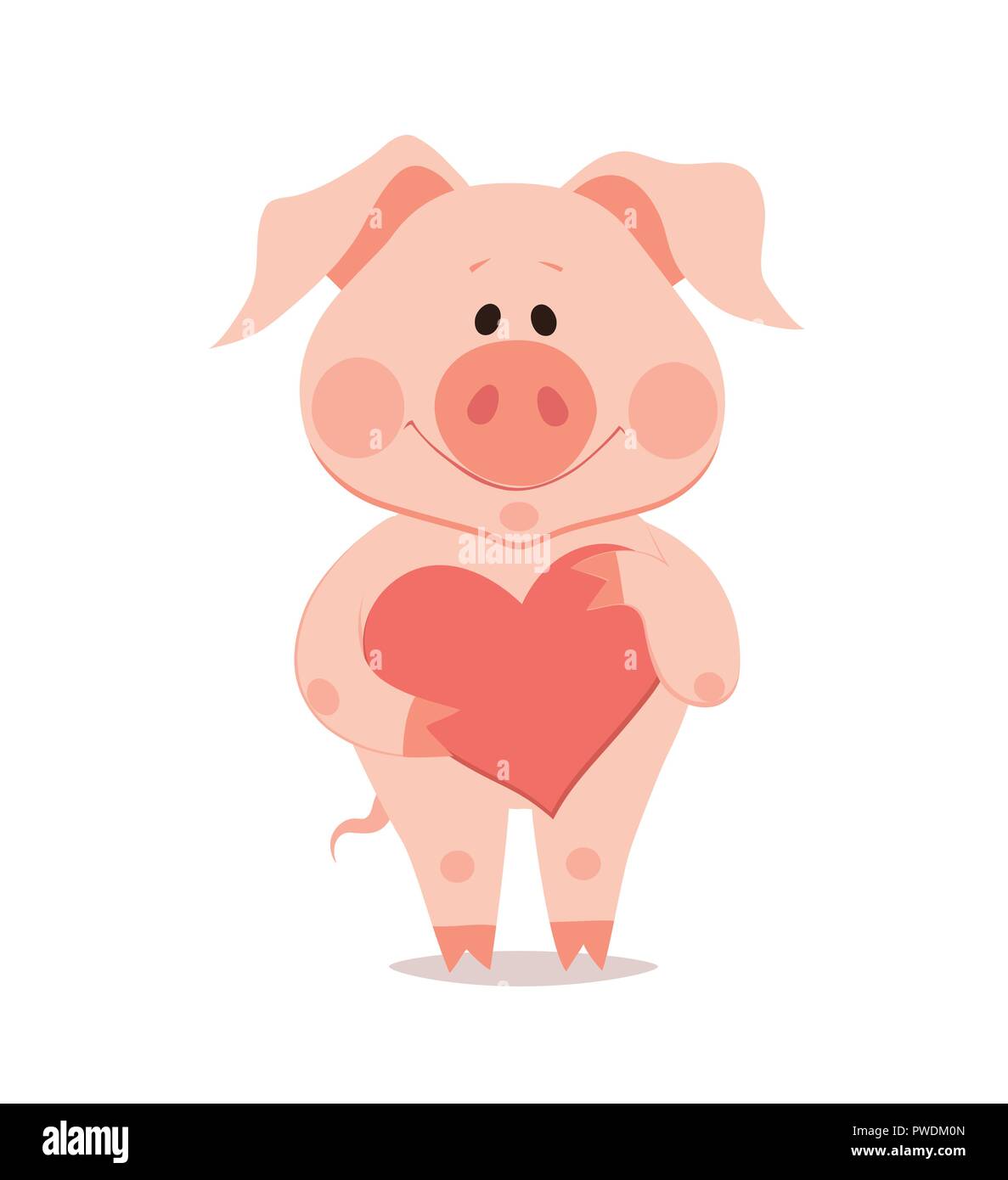 Cartoon Kleines Schwein Mit Herz In Der Hand Das Jahr Des Schweins Das Chinesische Neujahr Stock Vektorgrafik Alamy