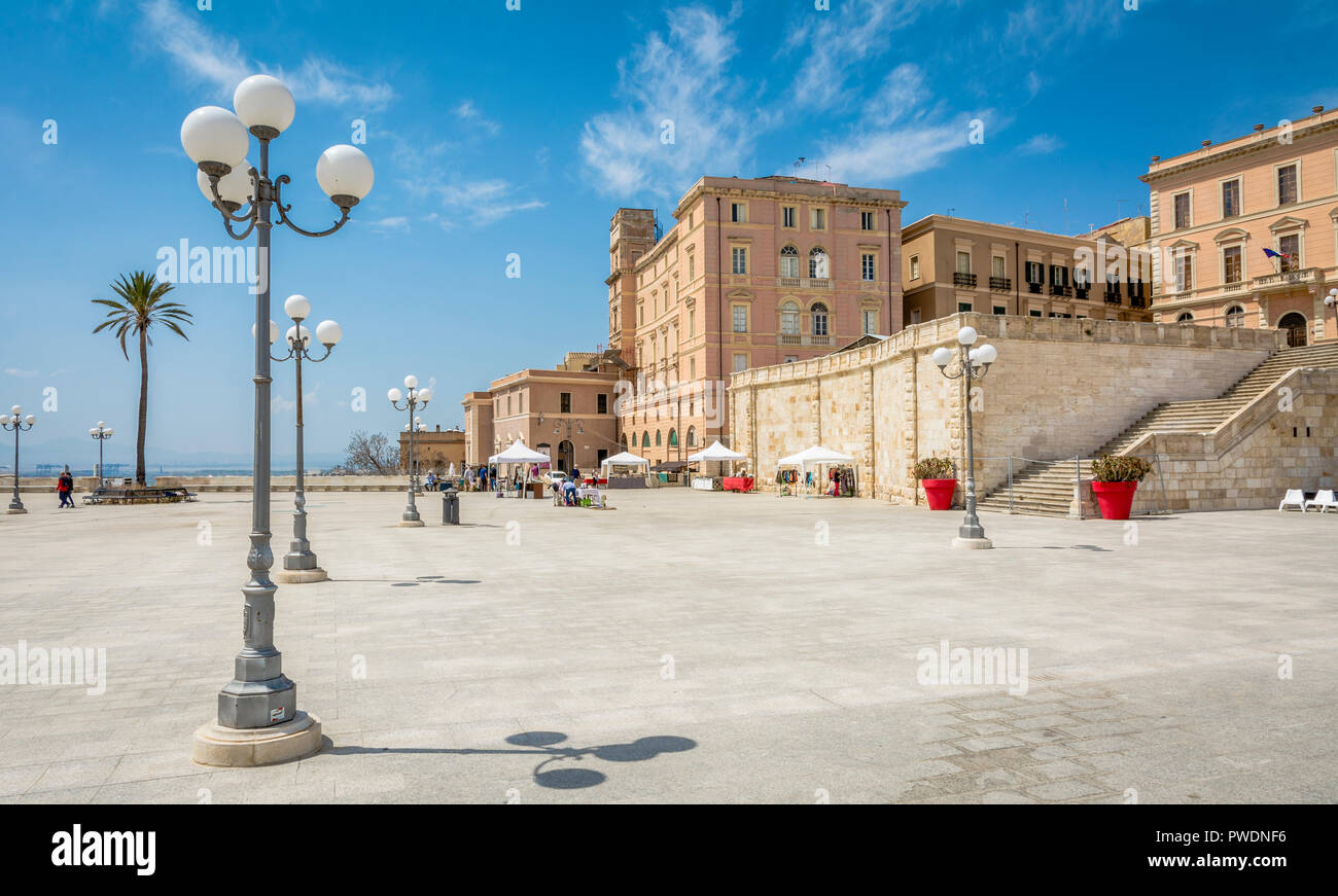 Bastion Saint Remy und der Panoramaterrasse von Cagliari, Italien. Terrazza Umberto I. Stockfoto