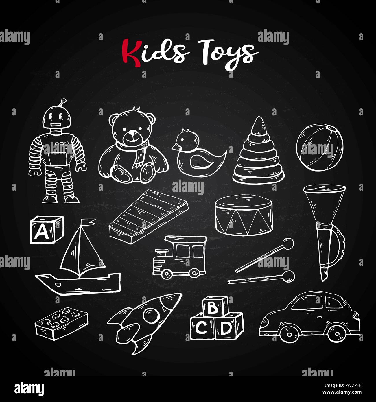 Doodle Toys Icon Set Stockfotos und bilder Kaufen Alamy Kinderspielzeug Satz Von Hand Gezeichnet Doodle Spielzeug