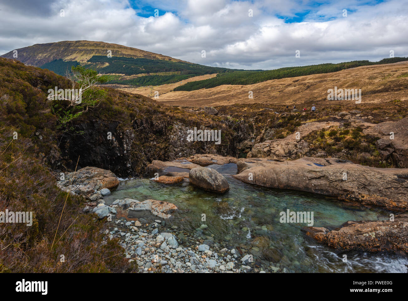 Glen spröde, Fairy Pools und Wasserfälle, Isle of Skye, Schottland, Großbritannien Stockfoto