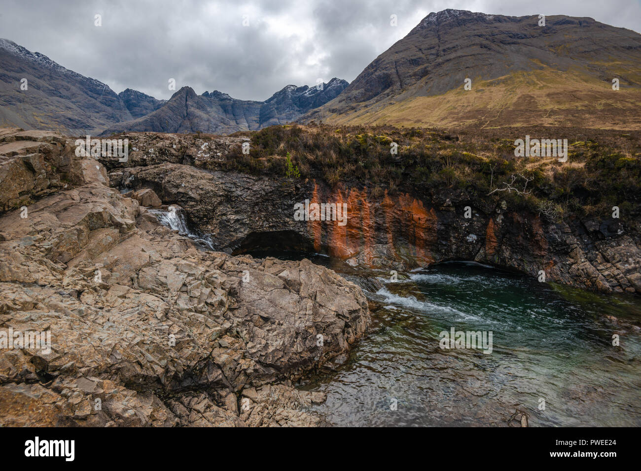 Glen spröde, Fairy Pools und Wasserfälle, Isle of Skye, Schottland, Großbritannien Stockfoto