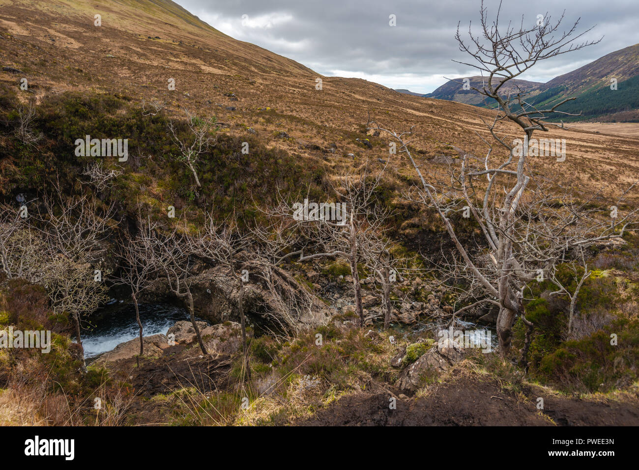 Glen spröde, Fairy Pools und Wasserfälle, Isle of Skye, Schottland, Großbritannien Stockfoto