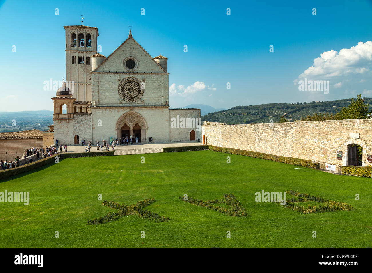 Obere Basilika des heiligen Franz von Assisi. Assisi, Perugia, Umbrien, Italien Stockfoto