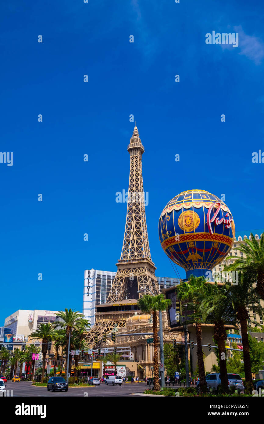 Das Paris Las Vegas Hotel und Resort am Las Vegas Boulevard, den Strip, Nevada Stockfoto