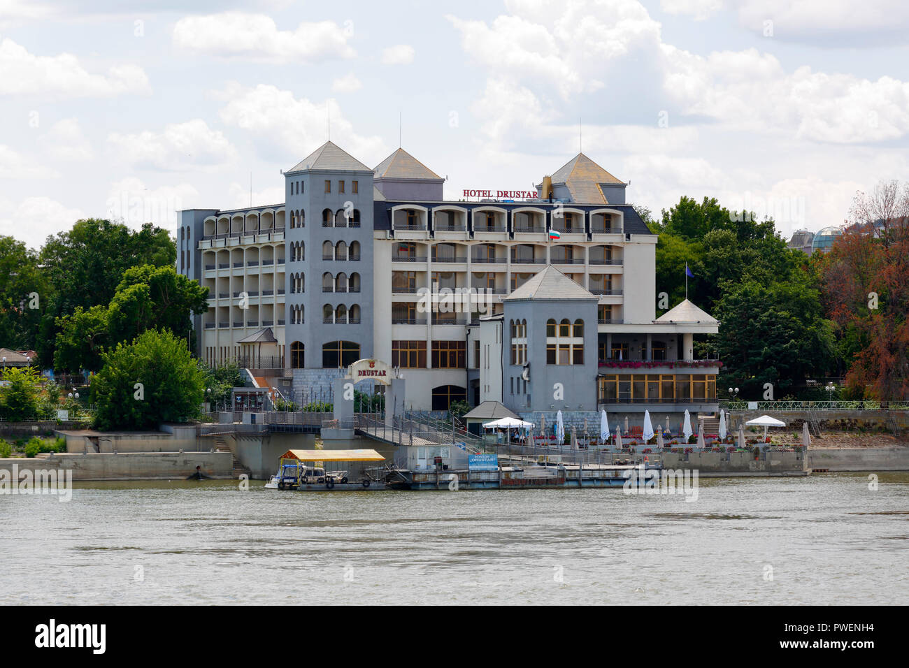 Bulgarien, Nordosten Bulgariens, silistra an der Donau, Dobruja, Dobrudscha, südlichen Drustar Dobruja, Hotel, Donau, Donau Landschaft, Fluss Landschaft Stockfoto