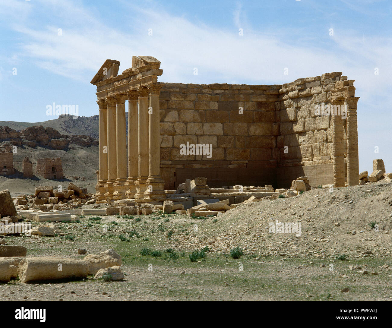Syrien. Palmyra. Tempel von Diokletian Camp. UNESCO-Weltkulturerbe. (Bild vor dem syrischen Bürgerkrieg). Stockfoto