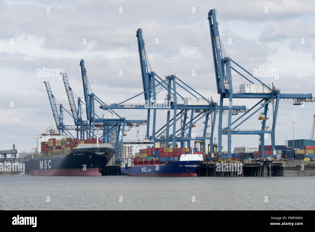 Tilbury Docks - Hafen von Tilbury an der Mündung der Themse in London, England. Stockfoto