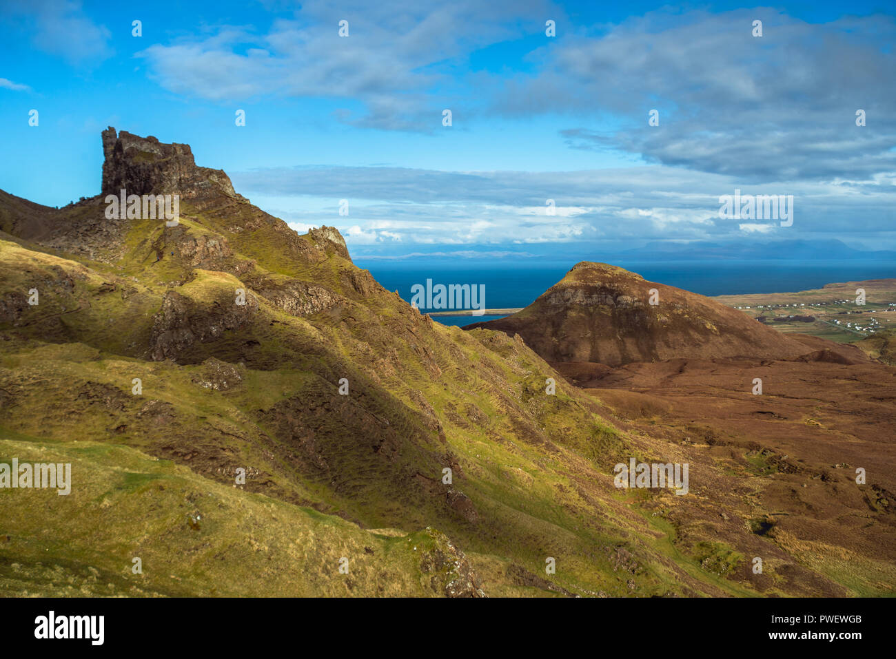 Serpentinen, die quiraing, trotternish Ridge, Isle of Skye, Schottland, Großbritannien Stockfoto