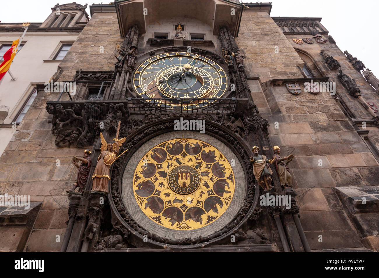 Astronomische Uhr in Prag, Prag, Tschechische Republik. Stockfoto