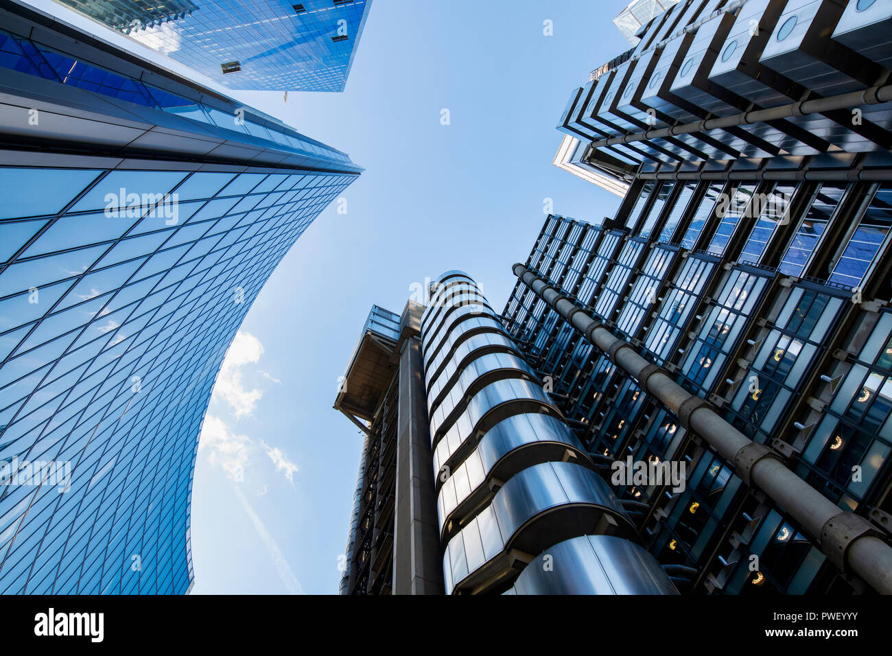 Willis Gebäude und Lloyds building abstrakt. Lime Street. London, England Stockfoto