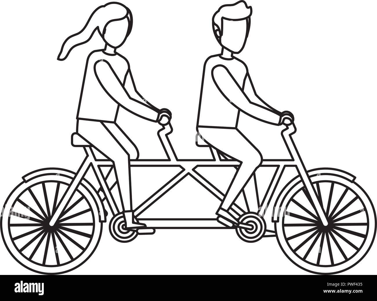 Paar befreien Fahrrad tandem Vector Illustration Design Stock Vektor