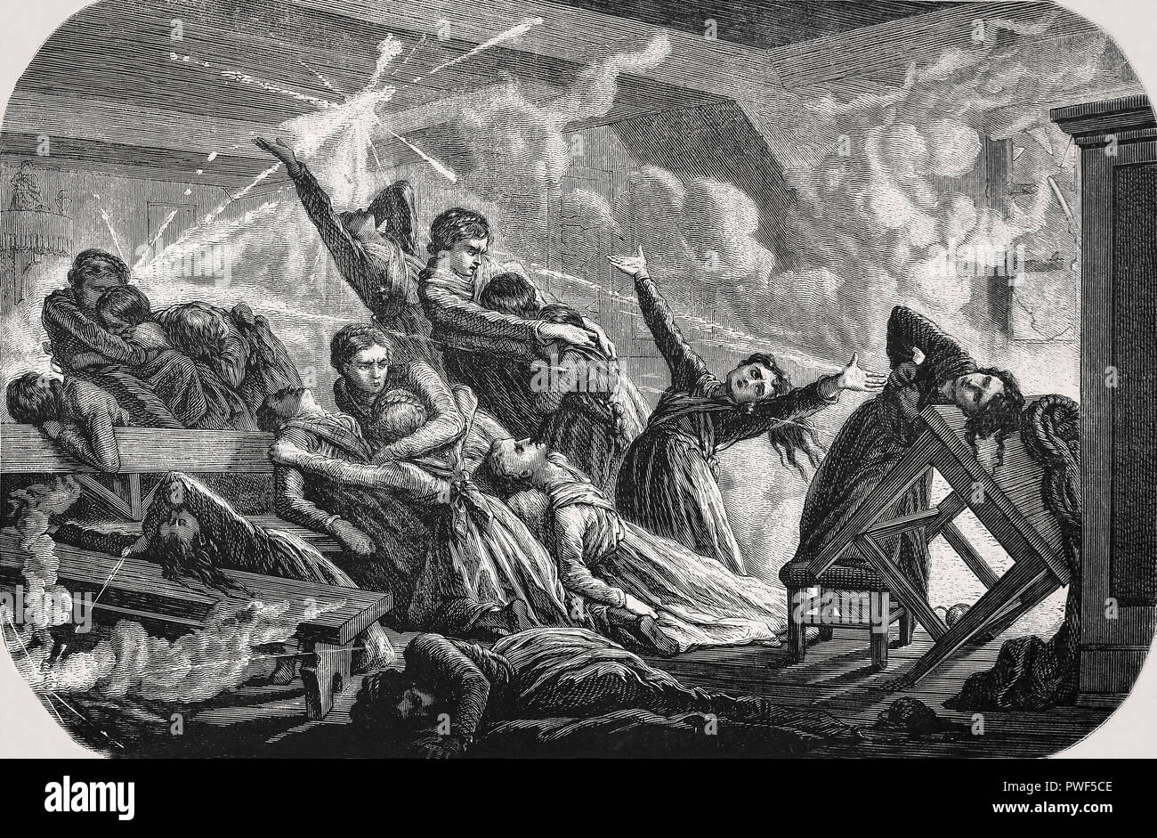 Belagerung von Straßburg (16. August bis 28. September 1870), Brand, Muscheln Effekte über die Zivilbevölkerung. Deutsch-französischen Krieg. Stockfoto