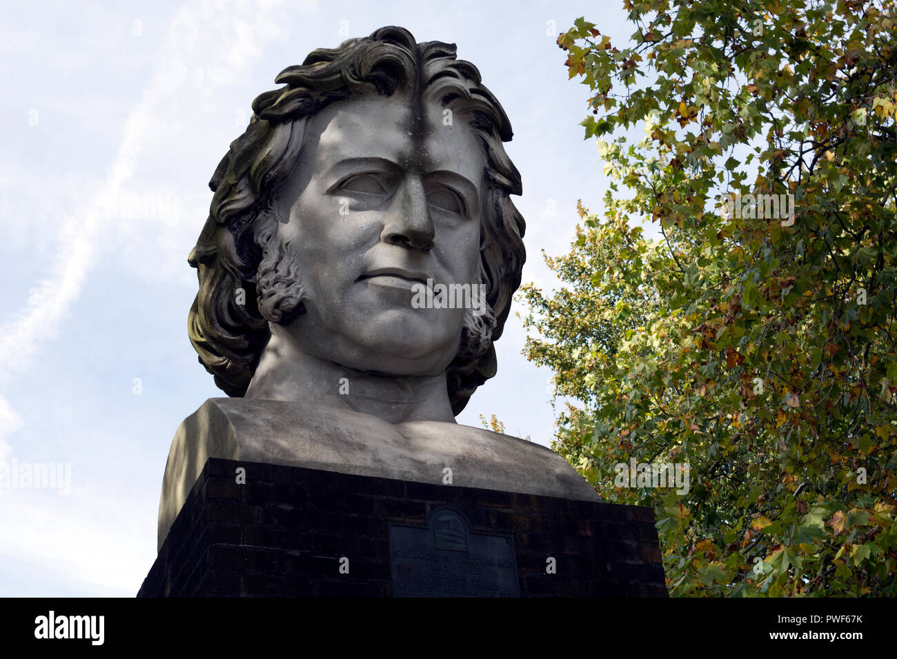 Sir Joseph Paxton Büste, Crystal Palace, London, Großbritannien Stockfoto
