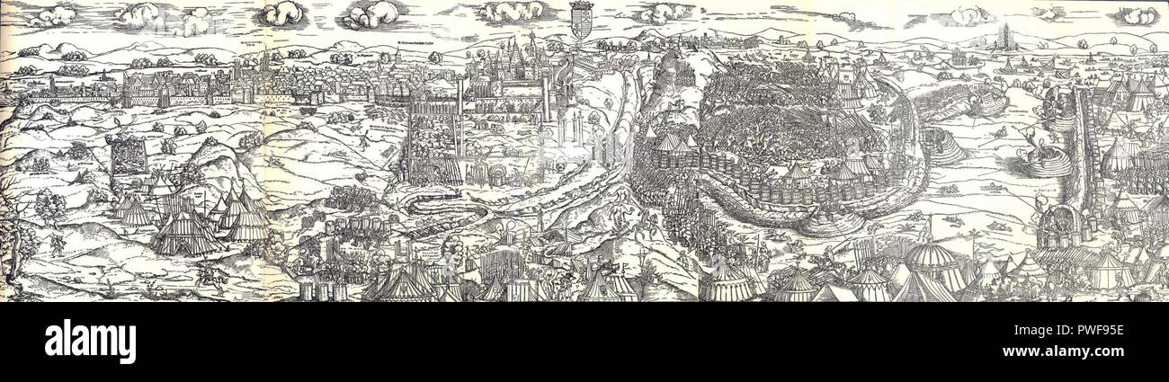 Buda im Jahre 1541 - von Erhardt Schön von 1542. Stockfoto