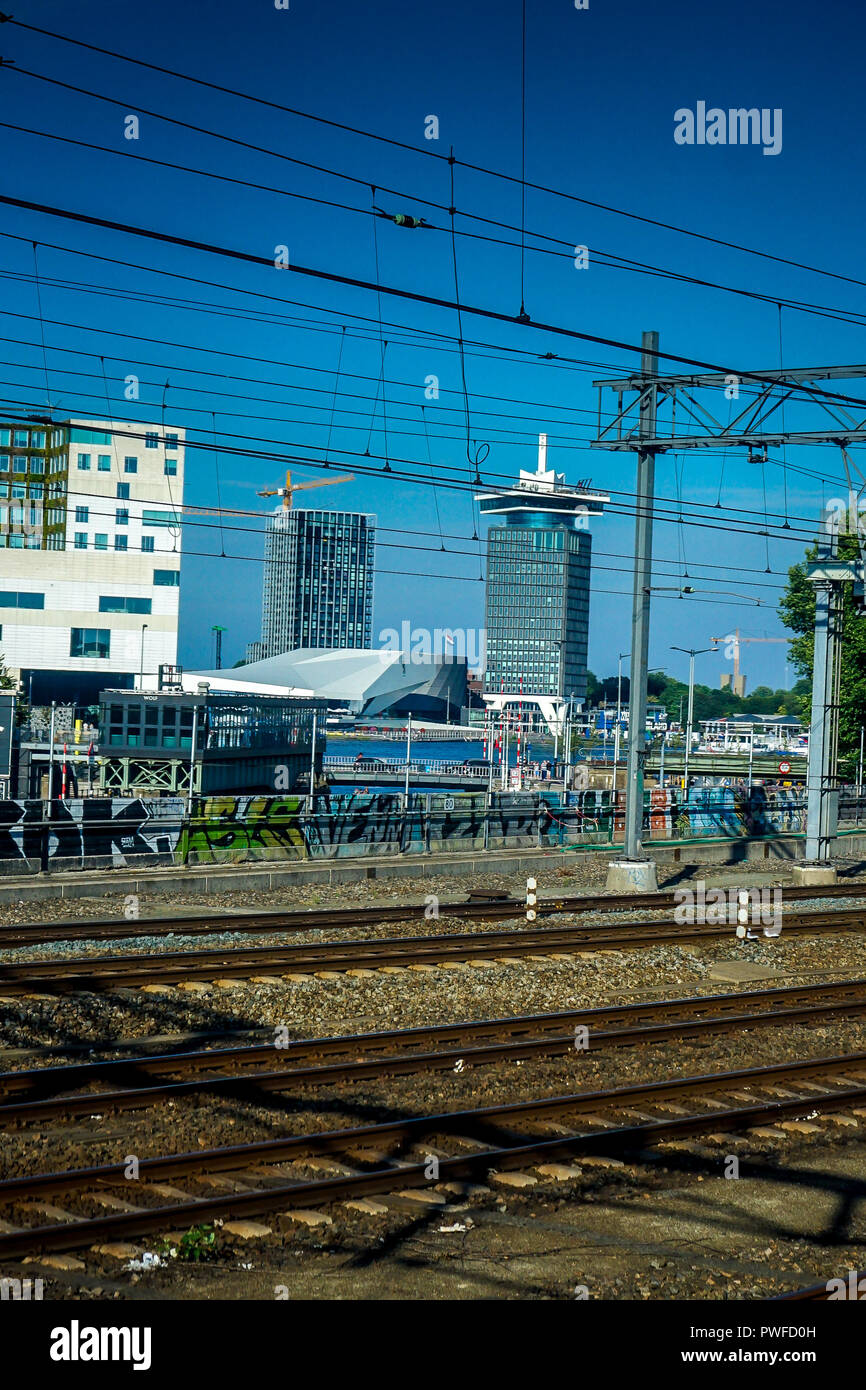 Niederlande, Amsterdam Sloterdijk - 22. Juli 2018: Der Amsterdamer Hauptbahnhof. Stockfoto