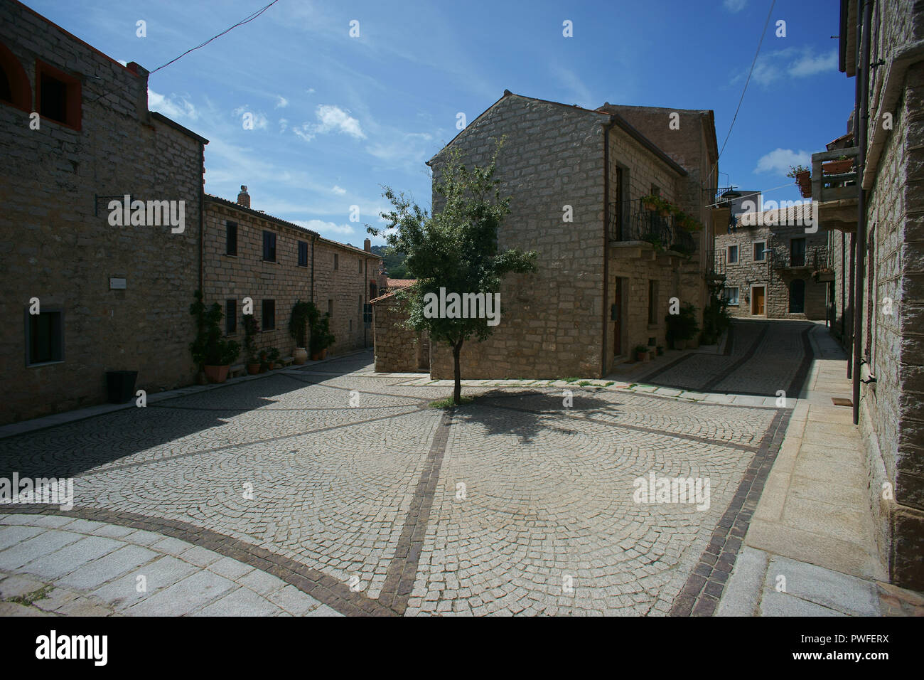 Stadt von Aggius, Gallura, Sardinien, Italien Stockfoto