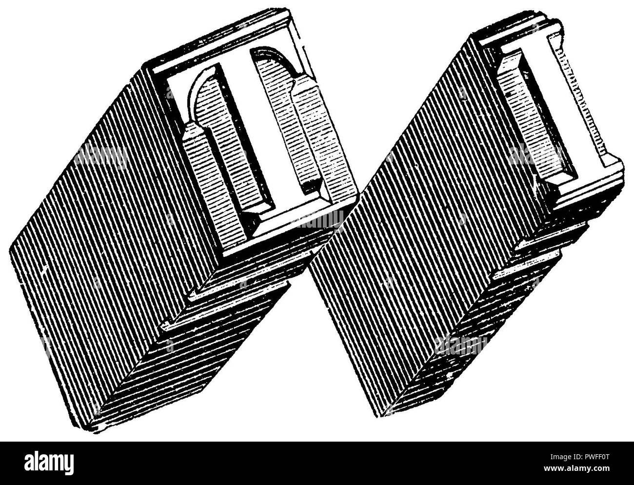 Setzerlettern: große Buchstaben (Großbuchstaben), Stockfoto