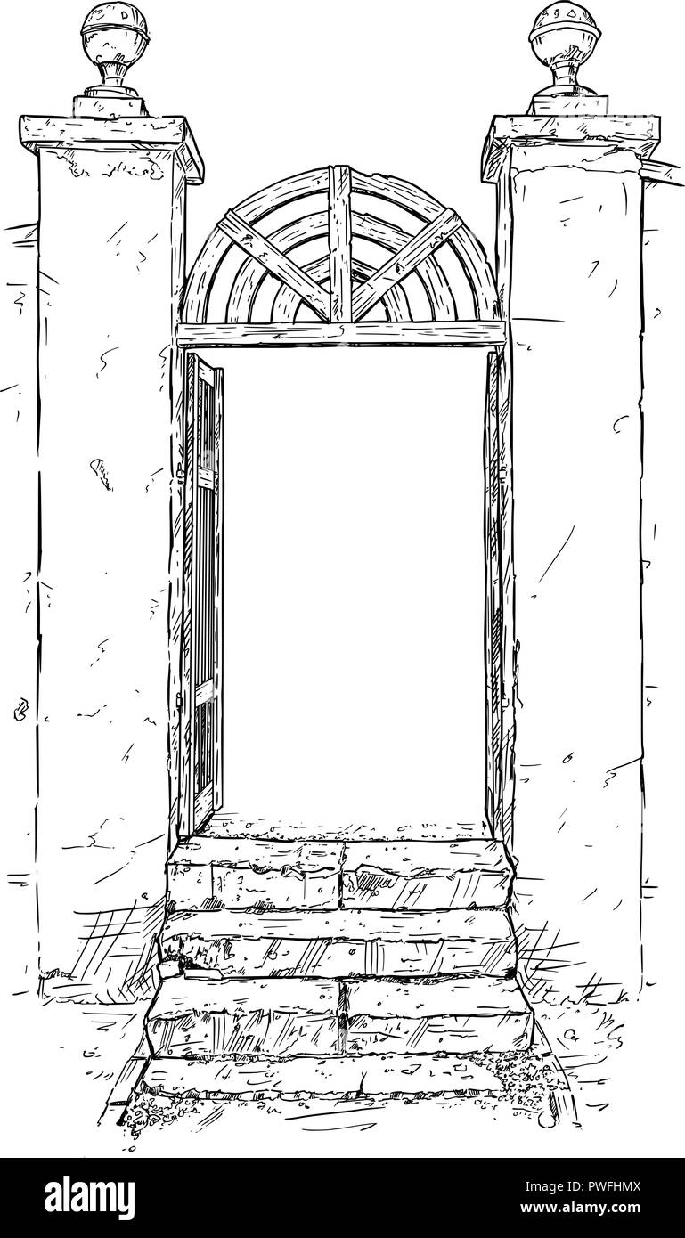Vektor Künstlerische Zeichnung Abbildung: eingerichtete Garden Gate Stock Vektor