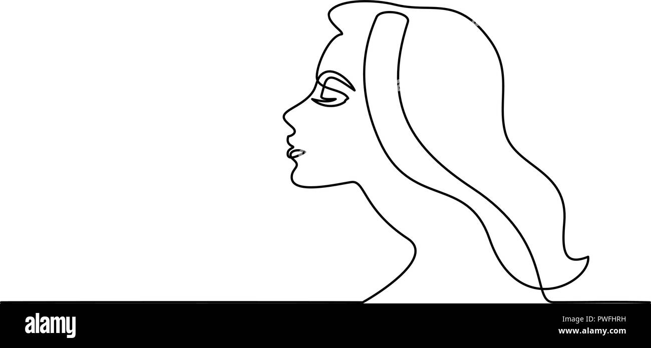 Kontinuierliche eine Linie zeichnen. Abstract portrait Nahaufnahme der hübsche junge Frau. Vector Illustration Stock Vektor