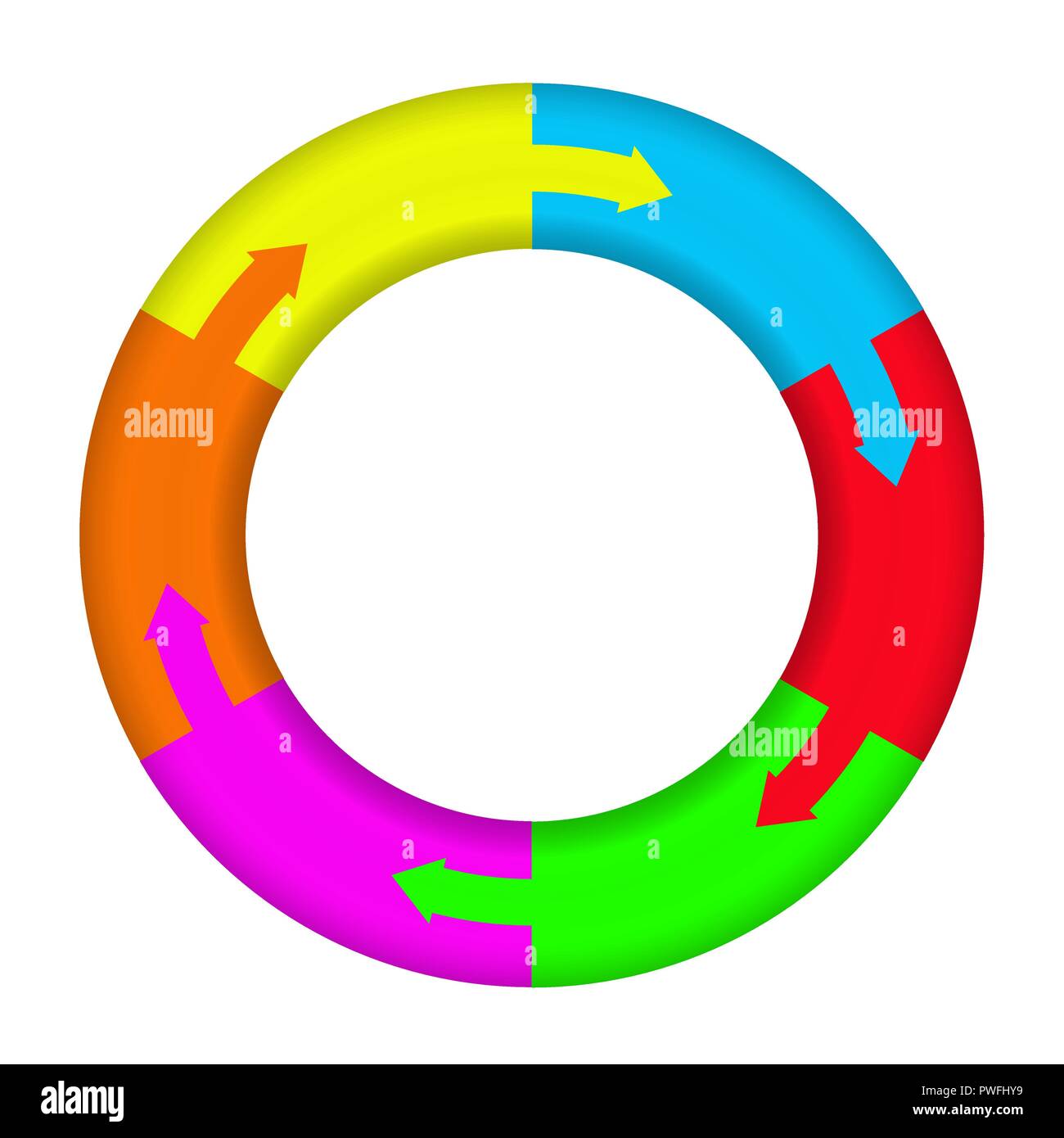 Tortendiagramm von Farbe Sektoren mit Pfeilen Stock Vektor