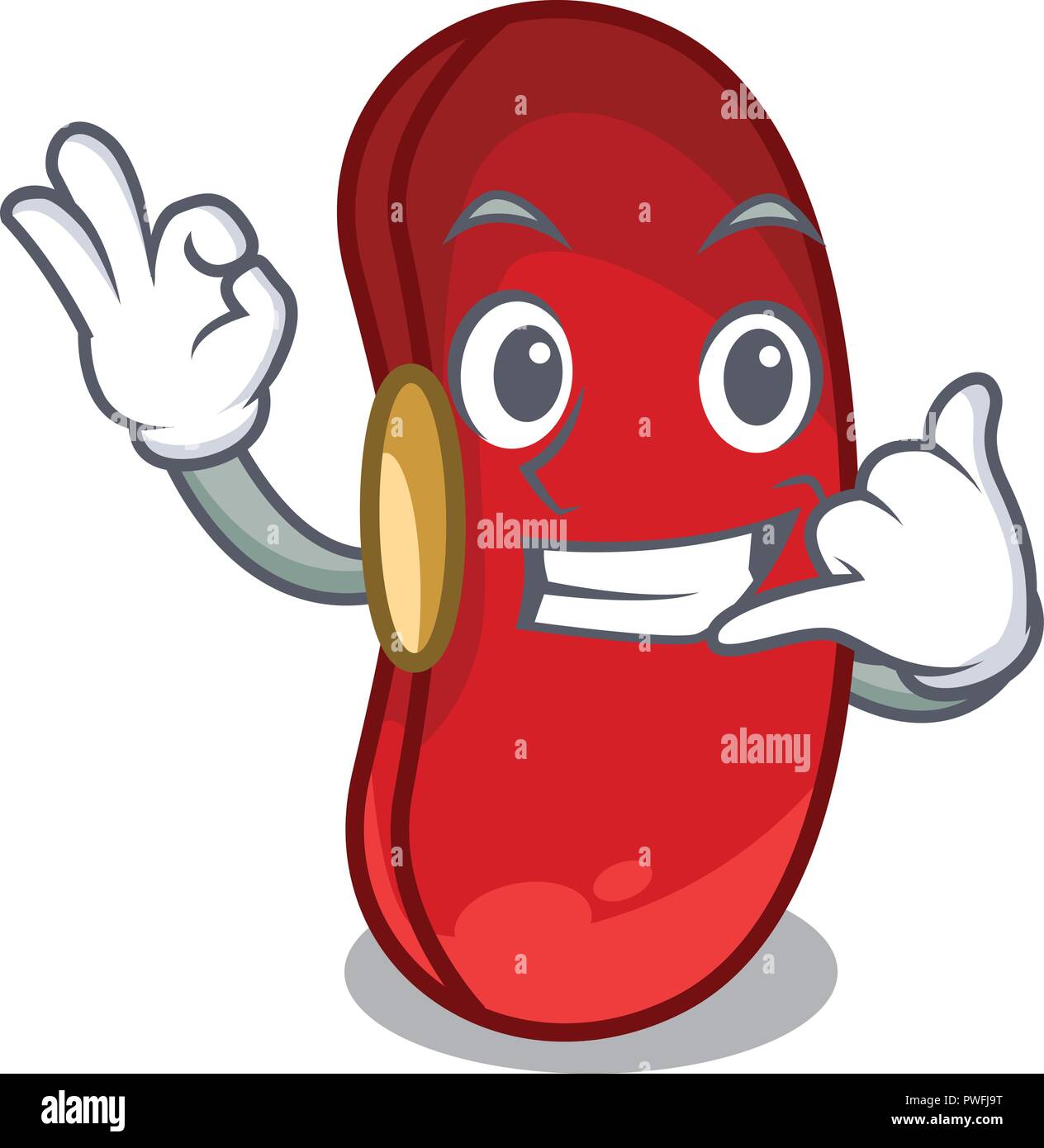 Stapel rufen Sie mich rote Bohnen auf Maskottchen isoliert Stock Vektor