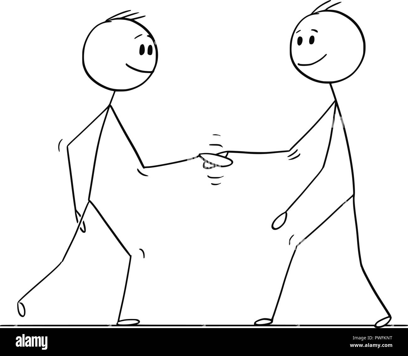 Cartoon von zwei Männern oder Geschäftsleute die Hände schütteln Stock Vektor