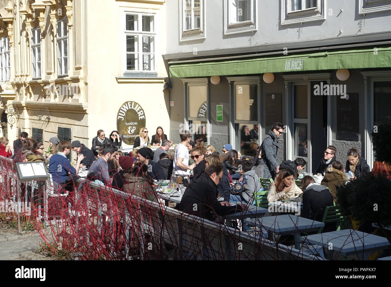 Wien, Restaurant Ulrich am Ulrichs Stockfoto Wien, Restaurant Ulrich am Ulrichs Stockfoto