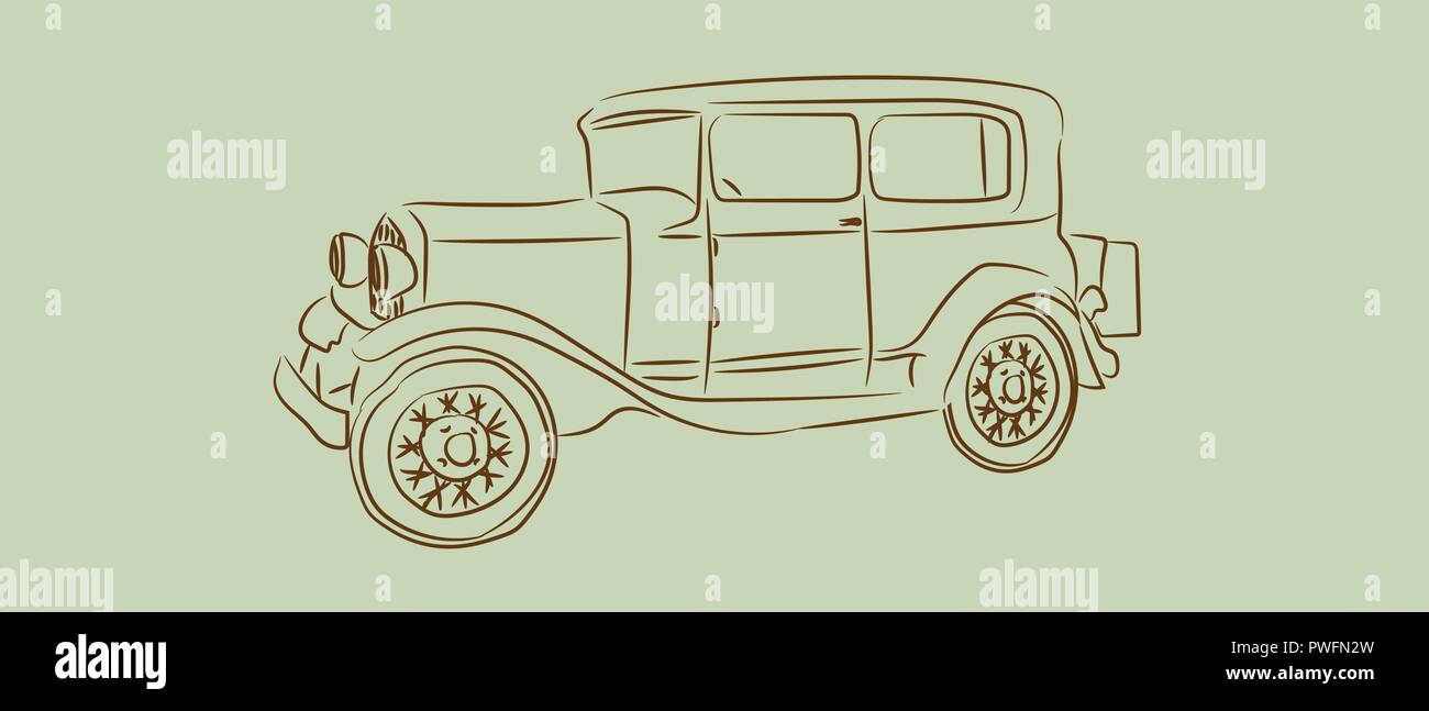 Oldtimer mit Skizze oder Linie Kunst Design. Hand gezeichnet Vector Illustration. Stock Vektor