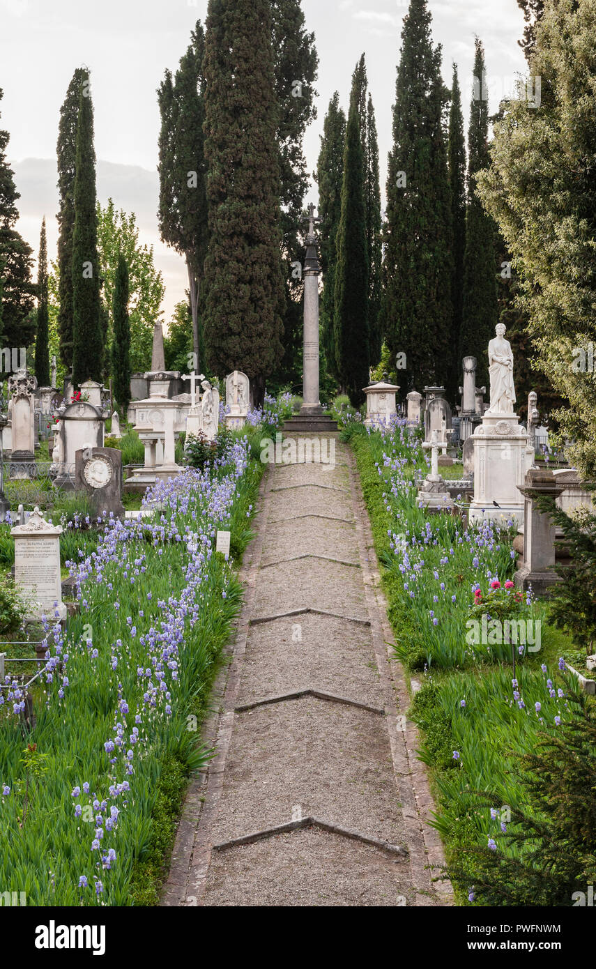 Piazzale Donatello, Florenz, Italien. Der englische Friedhof ist die Begräbnisstätte von vielen berühmten Ausländer einschließlich der Dichterin Elizabeth Barrett Browning Stockfoto