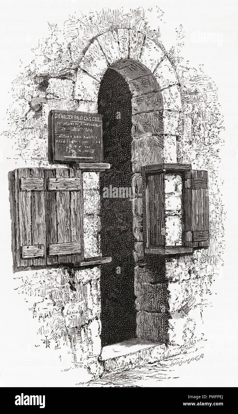 Die so genannte Raleigh's Zelle im White Tower, Tower of London, London, England. Von London Bilder, veröffentlicht 1890. Stockfoto
