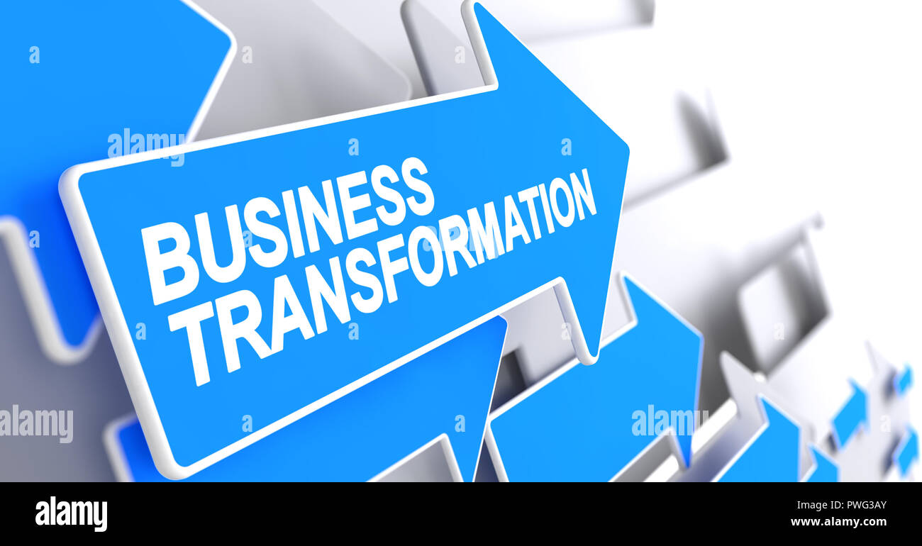 Business Transformation - Nachricht auf dem blauen Cursor. 3D. Stockfoto
