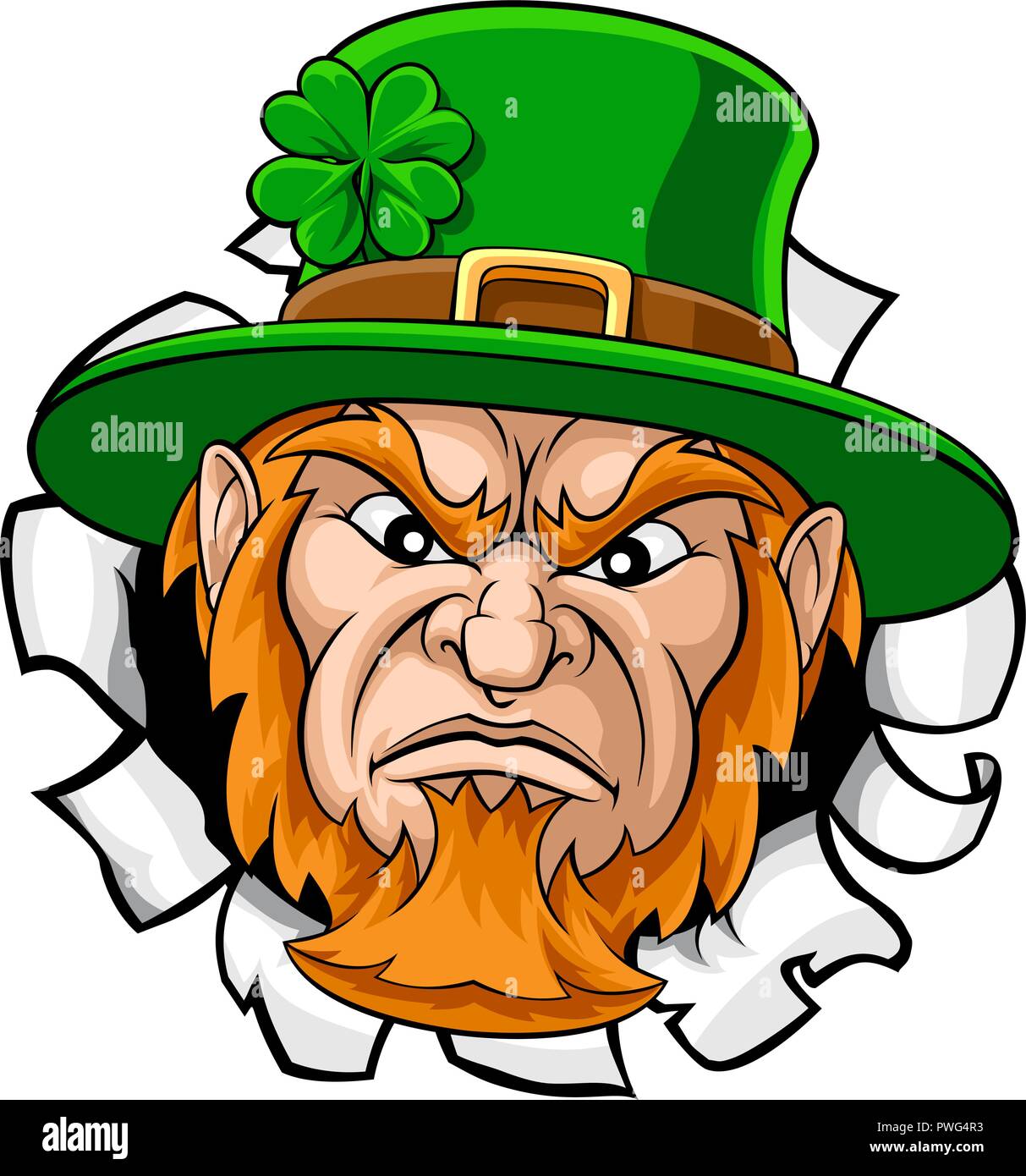 Leprechaun Maskottchen Karikatur Ripping Hintergrund Stock Vektor