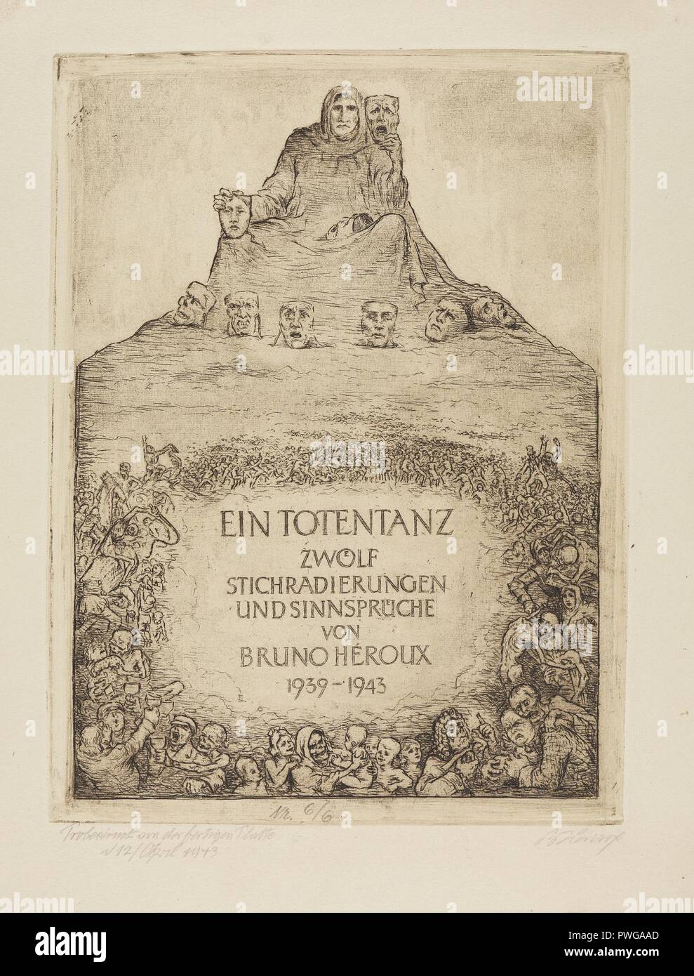 Bruno Héroux - Ein Totentanz. Zwölf Stichradierungen und Sinnsprüche. 1939-1943 (1). Stockfoto