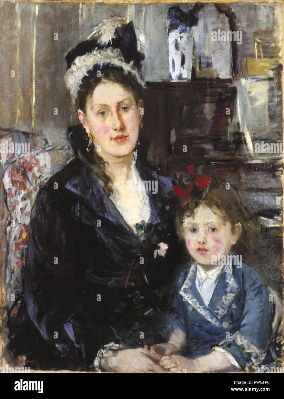 Porträt der Mme Boursier und Ihre Tochter (Portrait de Mme Boursier et de sa fille) - Berthe Morisot. Stockfoto