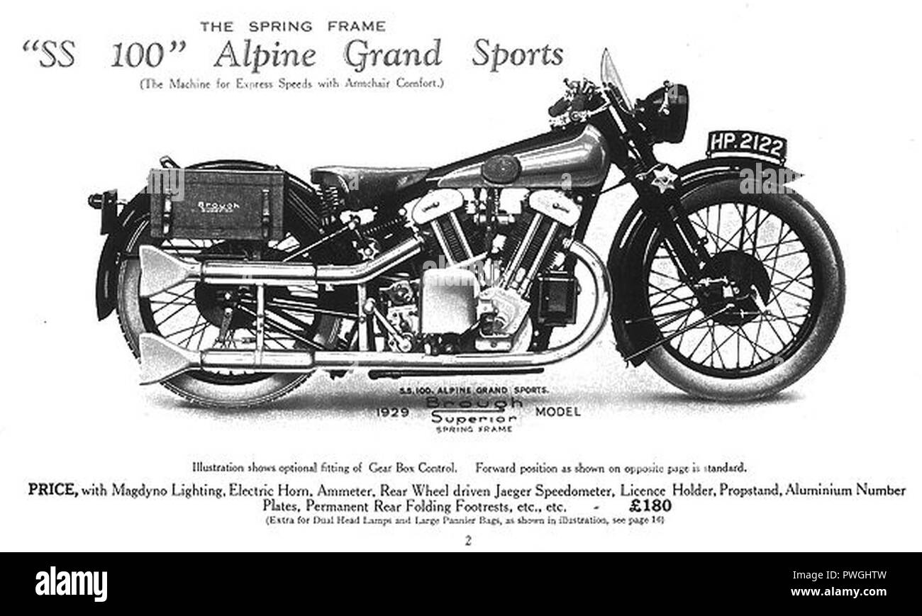 Brough Superior SS 100 East Grand Sports. Stockfoto