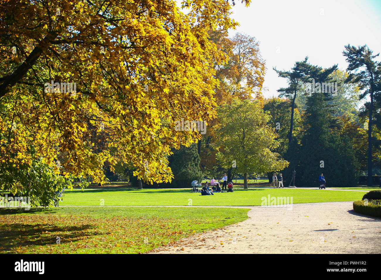 Polen: Bunter Herbst im Royal Lazienki Park Stockfoto