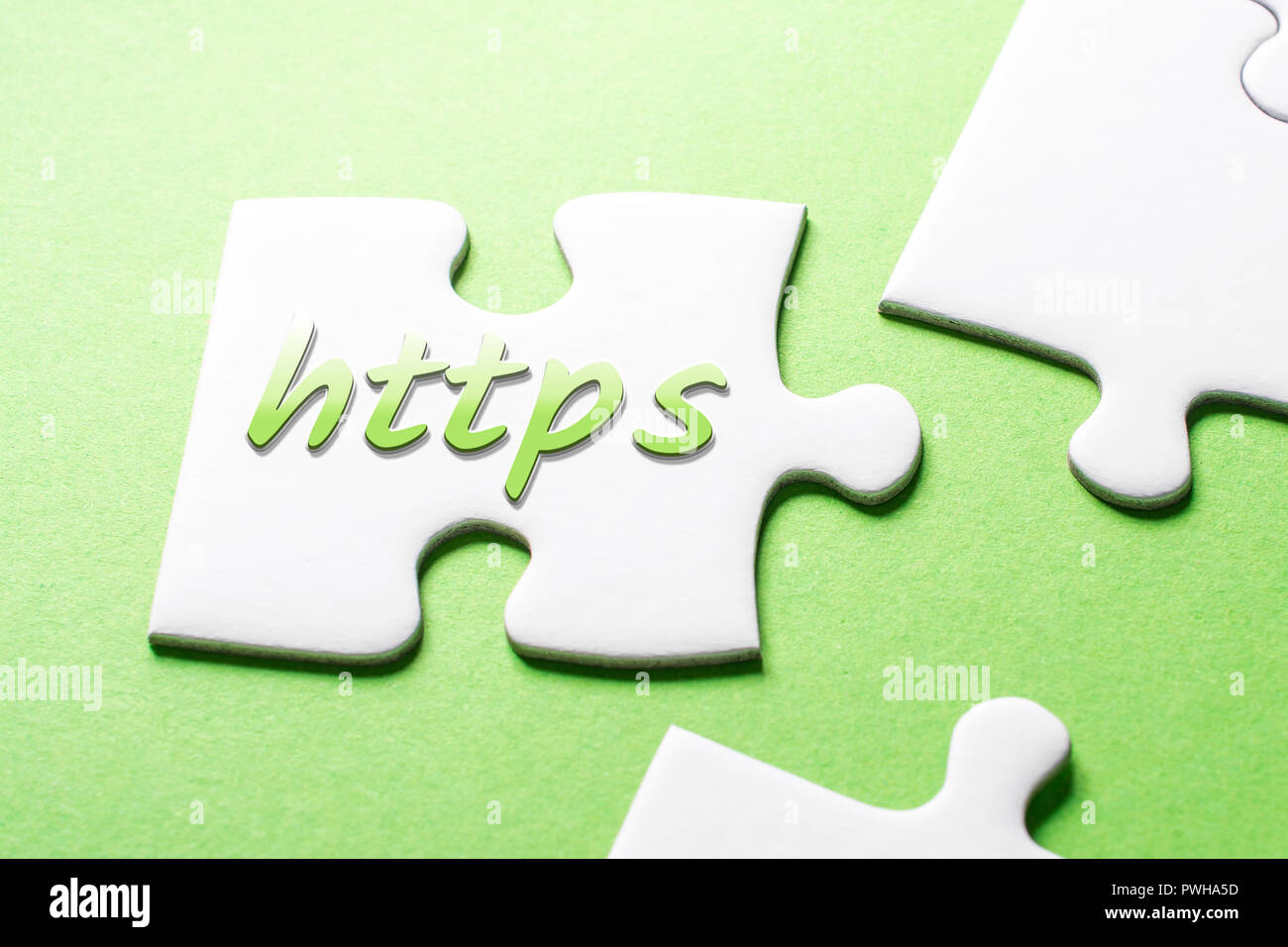 Das Wort HTTPS im fehlende Stück Puzzle Stockfoto