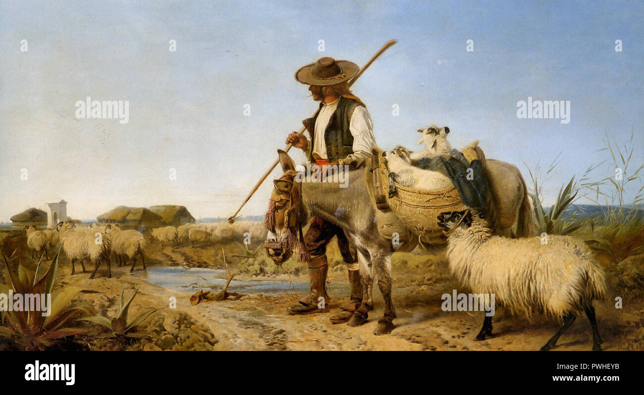 Ansdell Richard - ein spanischer Schäferhund Stockfoto