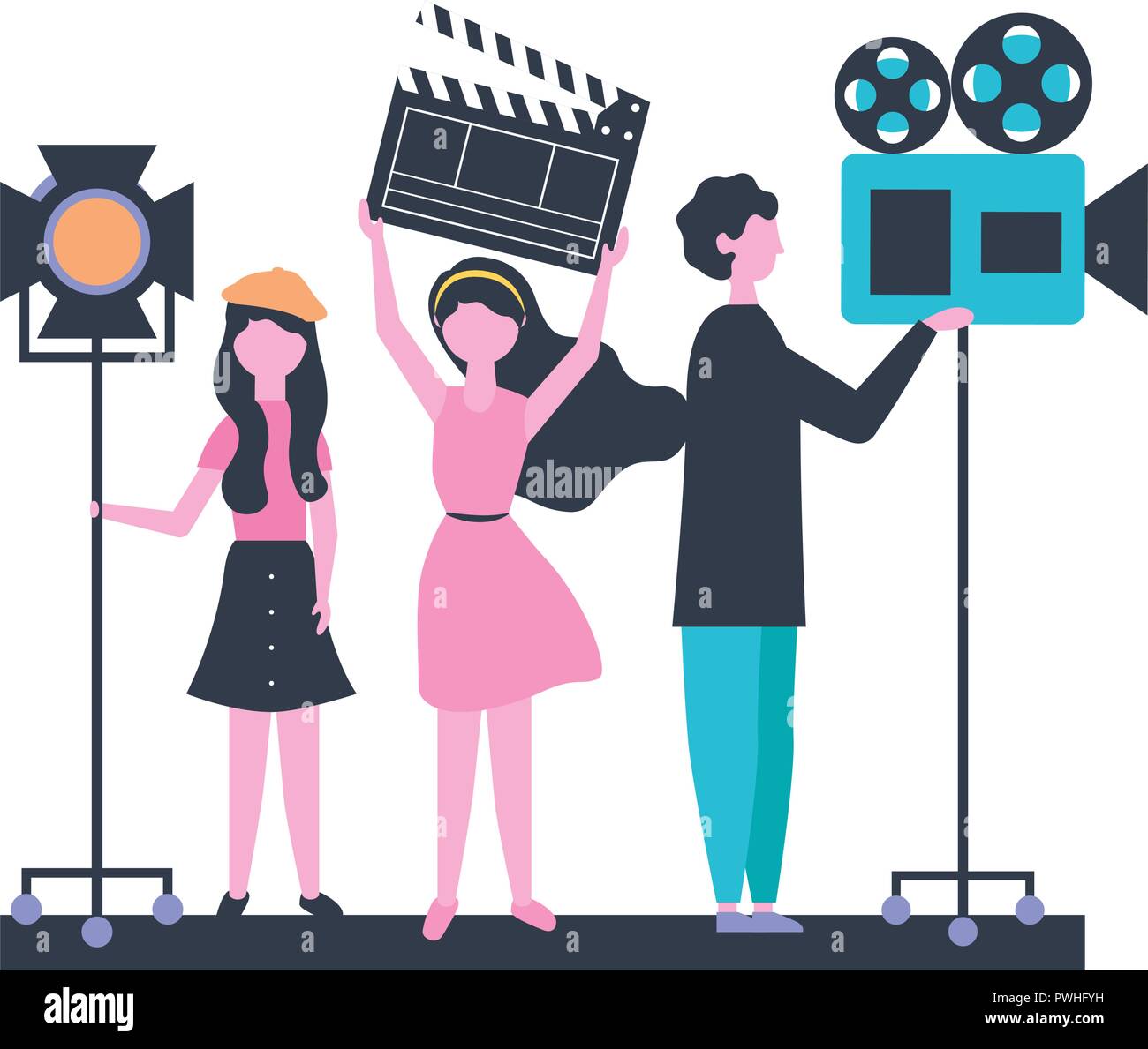 Menschen team Produktion Film Vector Illustration Stock Vektor